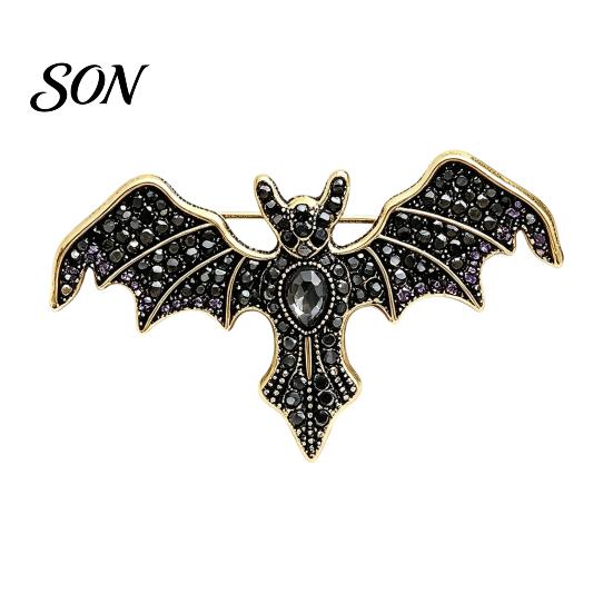 Halloween Costume Accessory Rhinestone Bat Brooch, Retro Gothic Shaped Lapel Brooch Pin Pin, Jewelry for Clothing Bags Scarves Sweaters