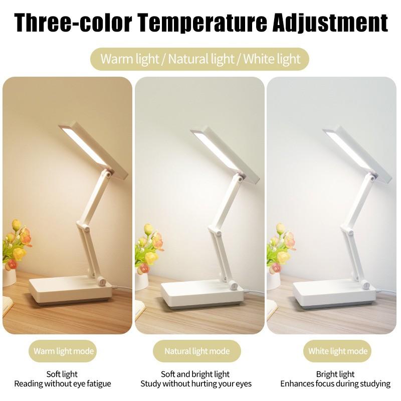 Foldable Table Lamp Portable LED Eye Protection Desk Lamp 3 Color Temperature Dimmable Bedside Night Light