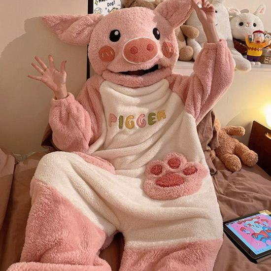 Damen Fleece-gefütterte Halloween-Pyjamas - Einteiler Cartoon-Kürbis-Design für Herbst/Winter Hauskleidung oder Outdoor-Bekleidung