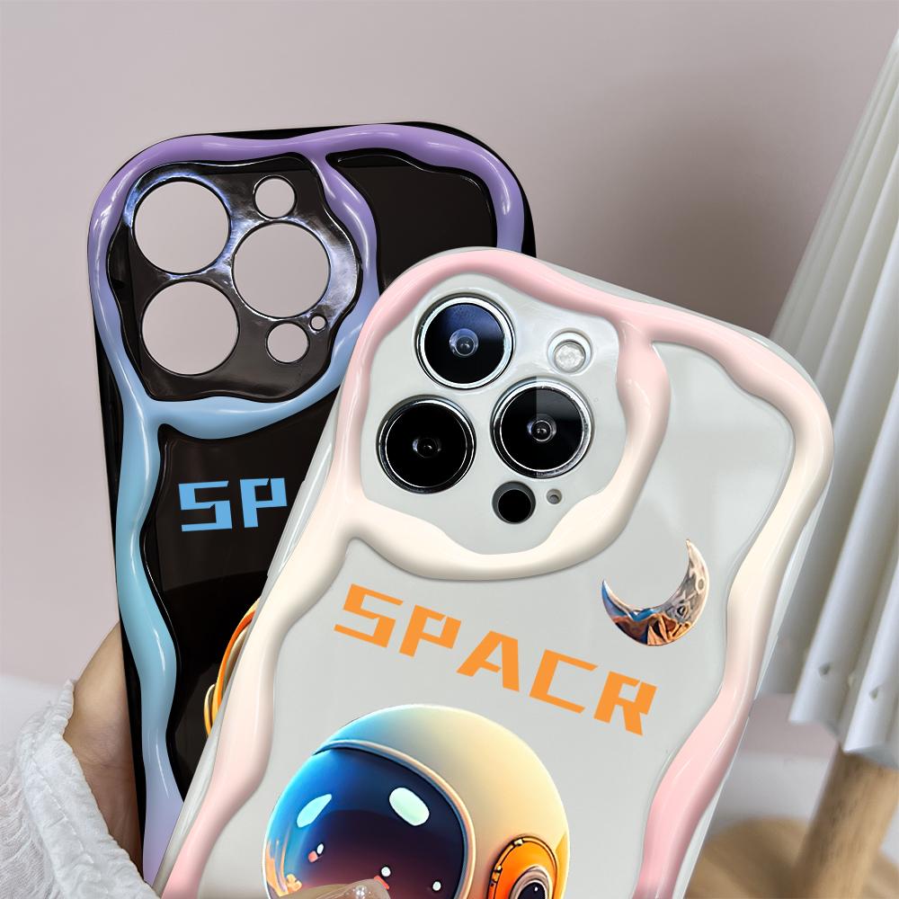 Kreslený vzor krémová textura pouzdro vlnitý okraj měkký silikonový kryt pouzdro na telefon pro iPhone Samsung Huawei Honor Xiaomi Redmi OPPO Realme Vivo Infinix