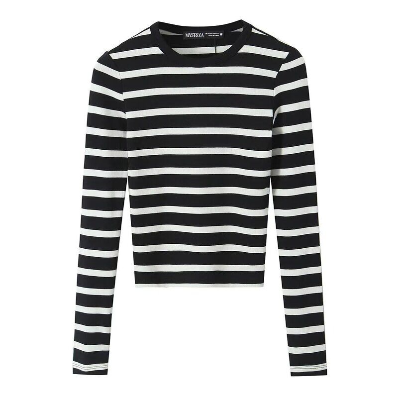 Fashion Style 2024 Fall and Winter New Women's Cotton and Modal Blended Long Sleeves Round Neck T-shirt 4424809