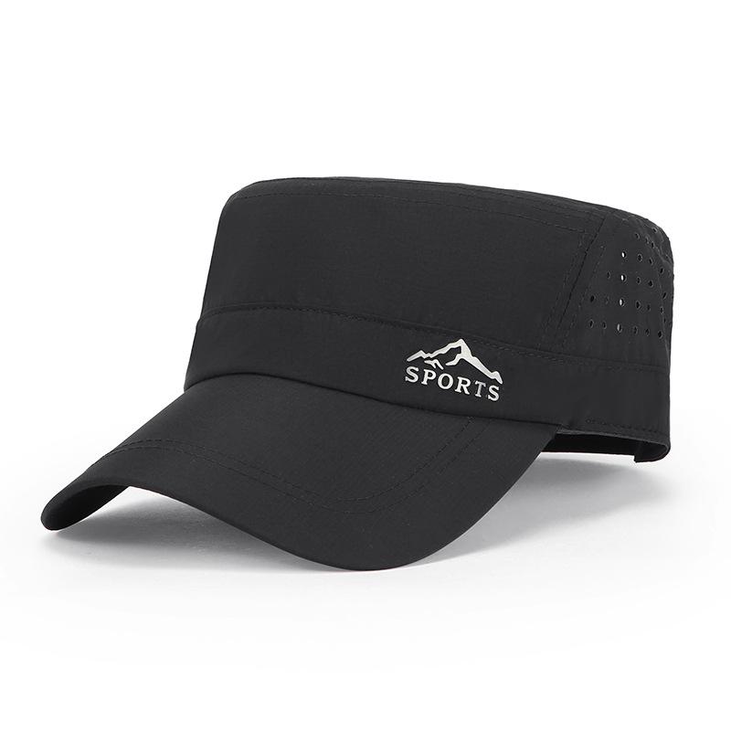 Men'S And Women'S Outdoor Jungle Adventure Solid Color Simple Military Hat Quick-Drying Hat Mountaineering Breathable Flat Top Hat Mountain Logo Hat