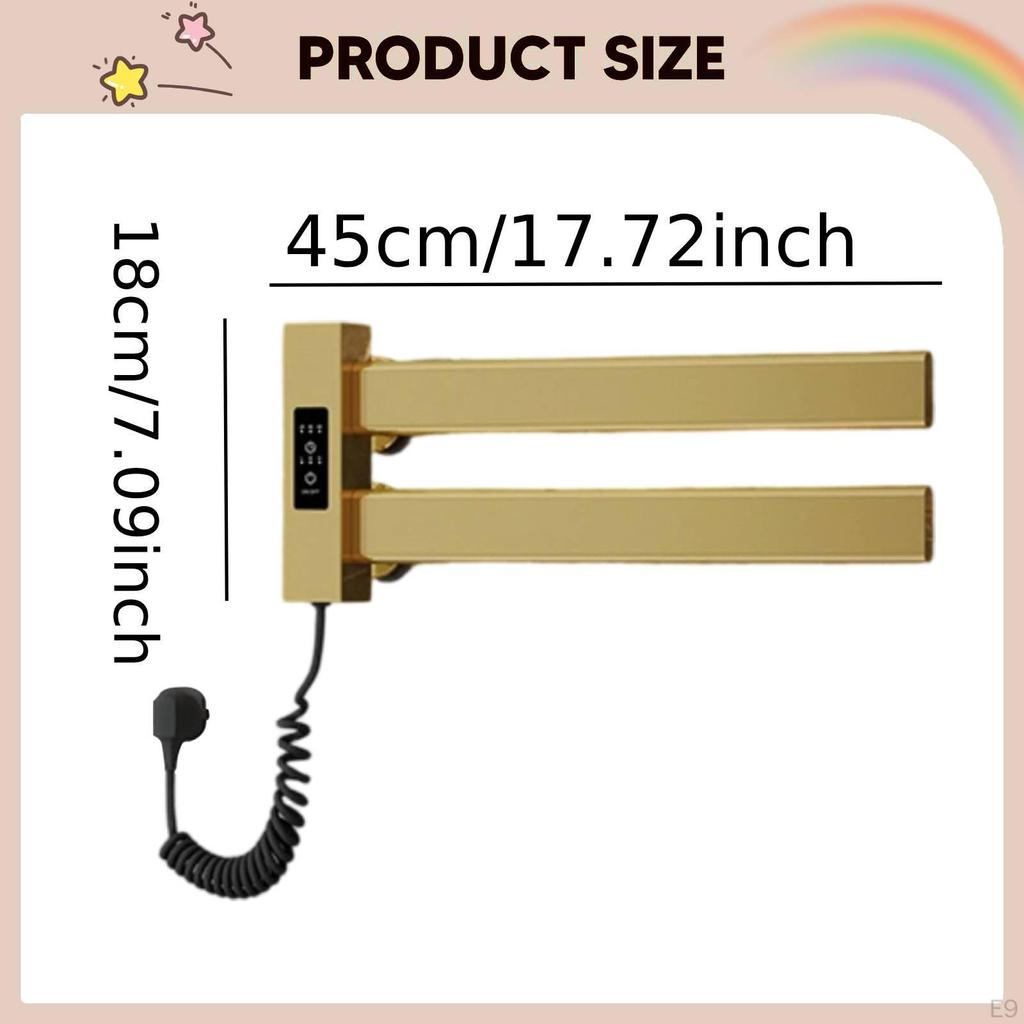 Electric Heated Towel Rack Smart Temperature Control Warming for Shower Black