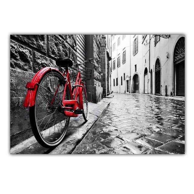 

Скандинавский уличный пейзаж ретро-искусство холст картина красный велосипед постер офис настенная живопись гостиная украшение дома фреска без рамки 21*30cm No Frame