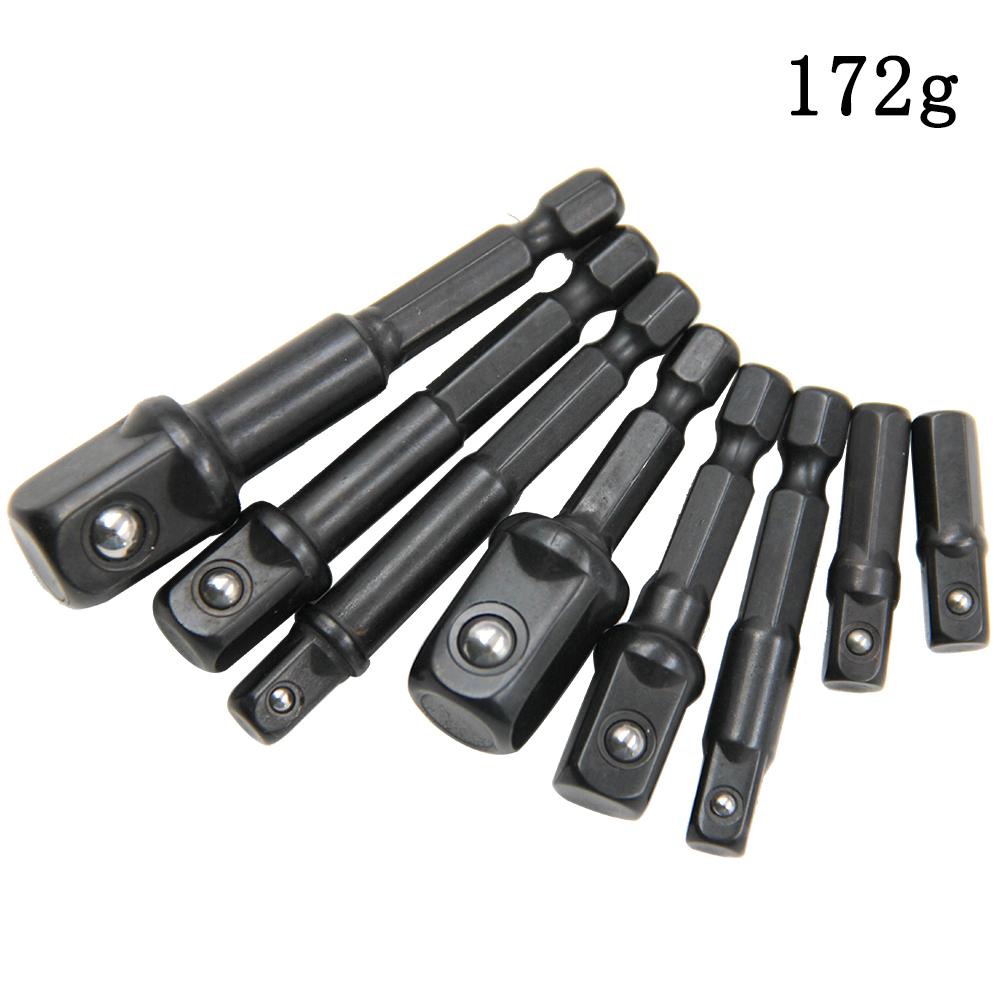 

8pc Electric Screw Black 1/2 Hexagonal Handle Adapter 3/8 Square Head 1/4 Extension Rod Tool Sleeve Accessory Set