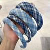 Blue Striped Plaid High Crown Headband - Versatile Preppy Style Accessory