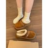 Khaki retro thick bottom heightened plush slippers outer wear 2025 winter warm Birkenstocks cotton slippers