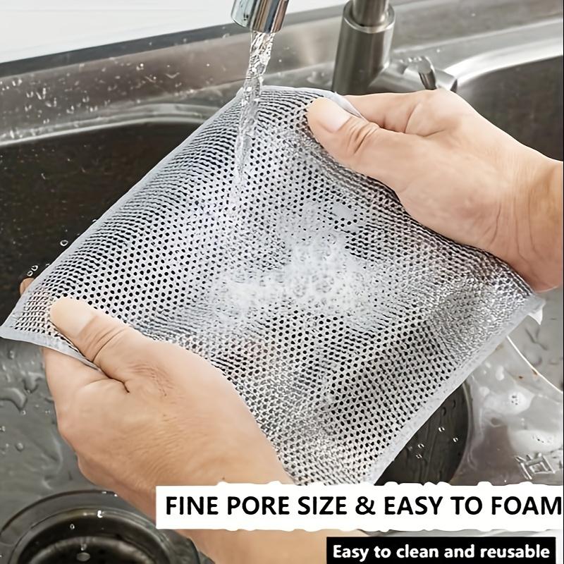 12pcs, Wire Dishwashing Cloth, Non-Stick Mesh Dish Cloth, Modern Cleaning Pads, Stove & Pot Scrubbing Wipes, Hood Sink Cleaner