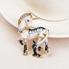 Crystal Studded Equestrian Pin White Horse Brooch Multipurpose Fashion Accent Suitable For Casual And Special Occasions