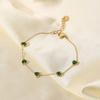 Uworld Dainty 14K Gold Plated Stainless Steel Fine Chain Jewelry Gift Charm Mulit Green Heart Cubic Zirconia Bracelet for Women