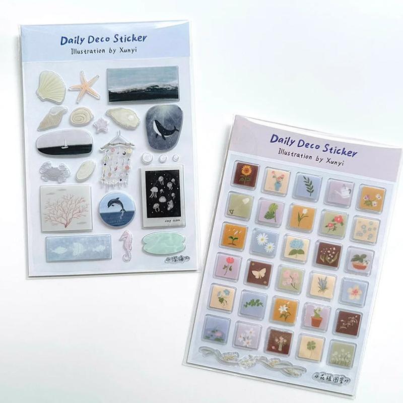 Cute Cartoon Ocean World 3D Jelly Stickers Transparent Resin Gel Self-Adhesive Decoration For Diy Phone Cases Tablet Computers