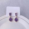 Lavender Purple Heart Stud Earrings French Style Love Earrings  for Women
