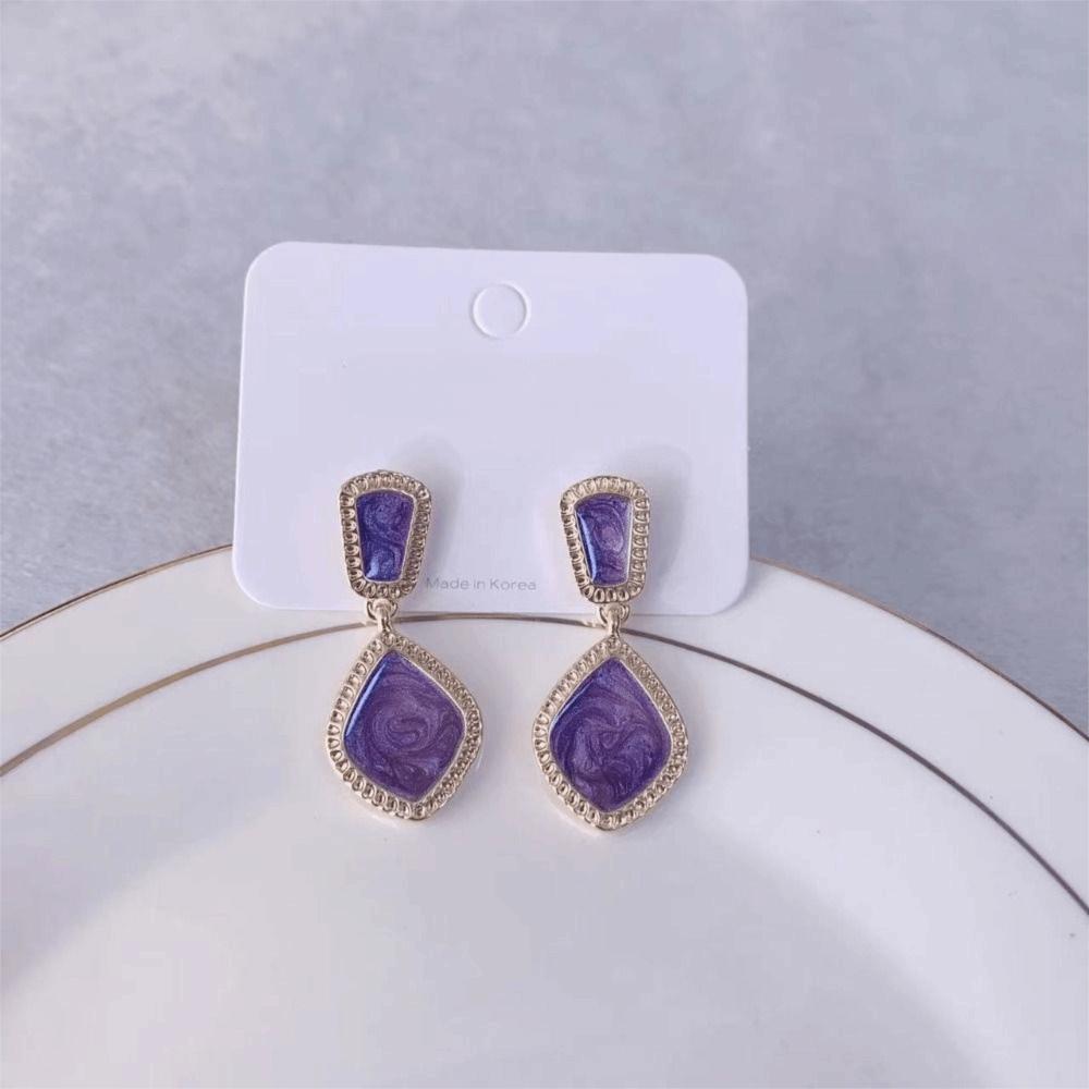 Lavender Purple Heart Stud Earrings French Style Love Earrings  for Women