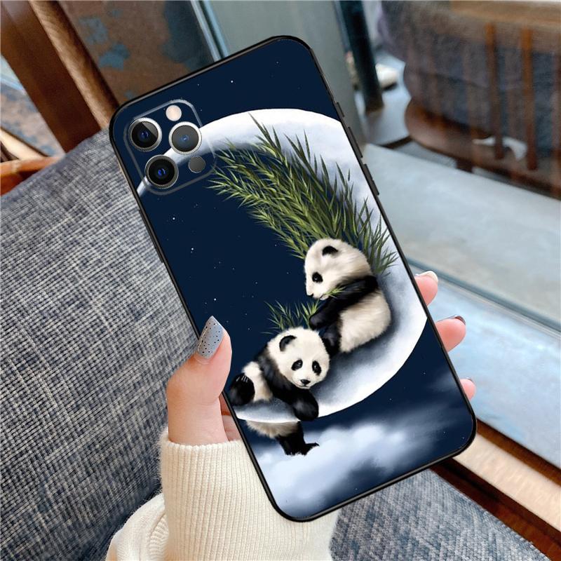 Cartoon Cute Panda Bear Phone Case For iPhone 16 15 14 12 11 13 Pro Max 12 13 mini XR 15 16 Plus 16e Cover Shell
