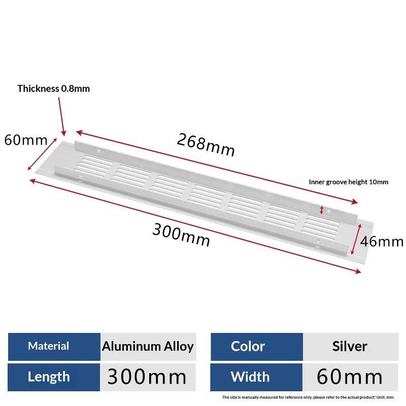 1Pcs Household Air Vent Grille Wall Ventilation Cover Wardrobe Parts 50/60/80mm*150-500mm Aluminum For Cupboard DIY Accessories