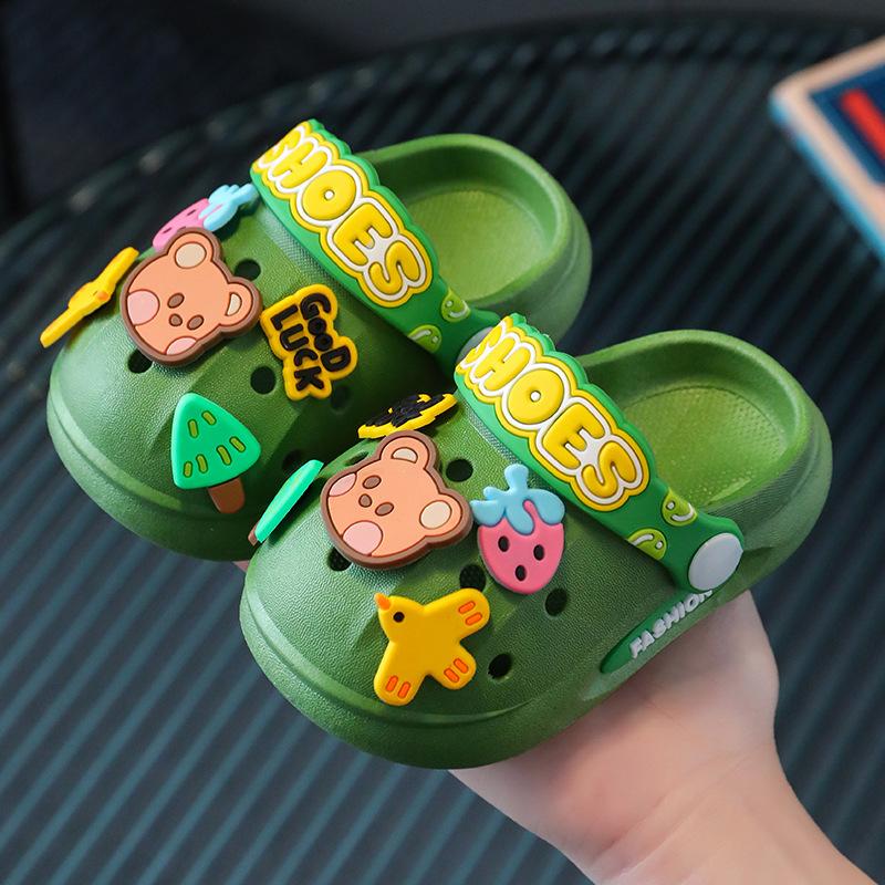 Children's Slippers Summer Girls Baby Indoor Soft Sole Non-Slip Cartoon Cute Sandals Boys Beach Hole Sandals
