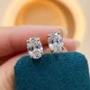 925 Sterling Silve Trendy Sparkling Zircon Oval Stud Earrings for Women Gift Party Fine Zircon Gift