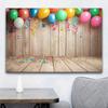 Colorful carnival balloons and tassels are decorated on the rustic wooden boards - polyester fiber photo background cloth