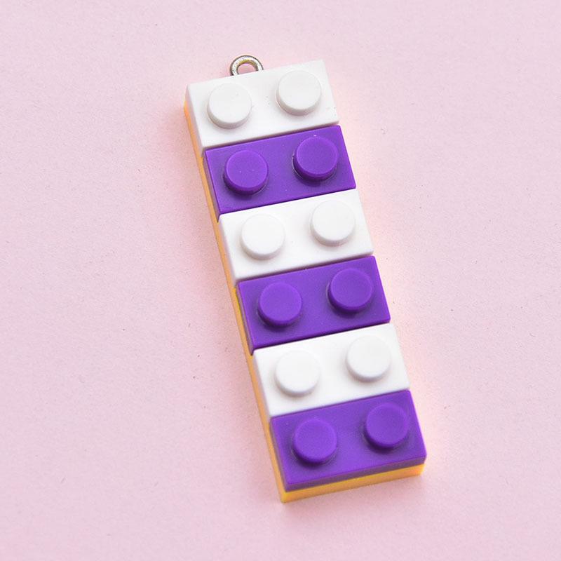 Rainbow Building Blocks Charm: Seven-Color Pendant & Keychain Accessory