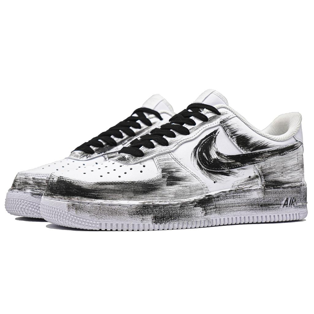 Nike Air Force 1 Caballero Gótico Amortiguación Ligero Caña Baja Zapatillas de Skate Unisex Negro Blanco CW2288-111(Equipo241-)