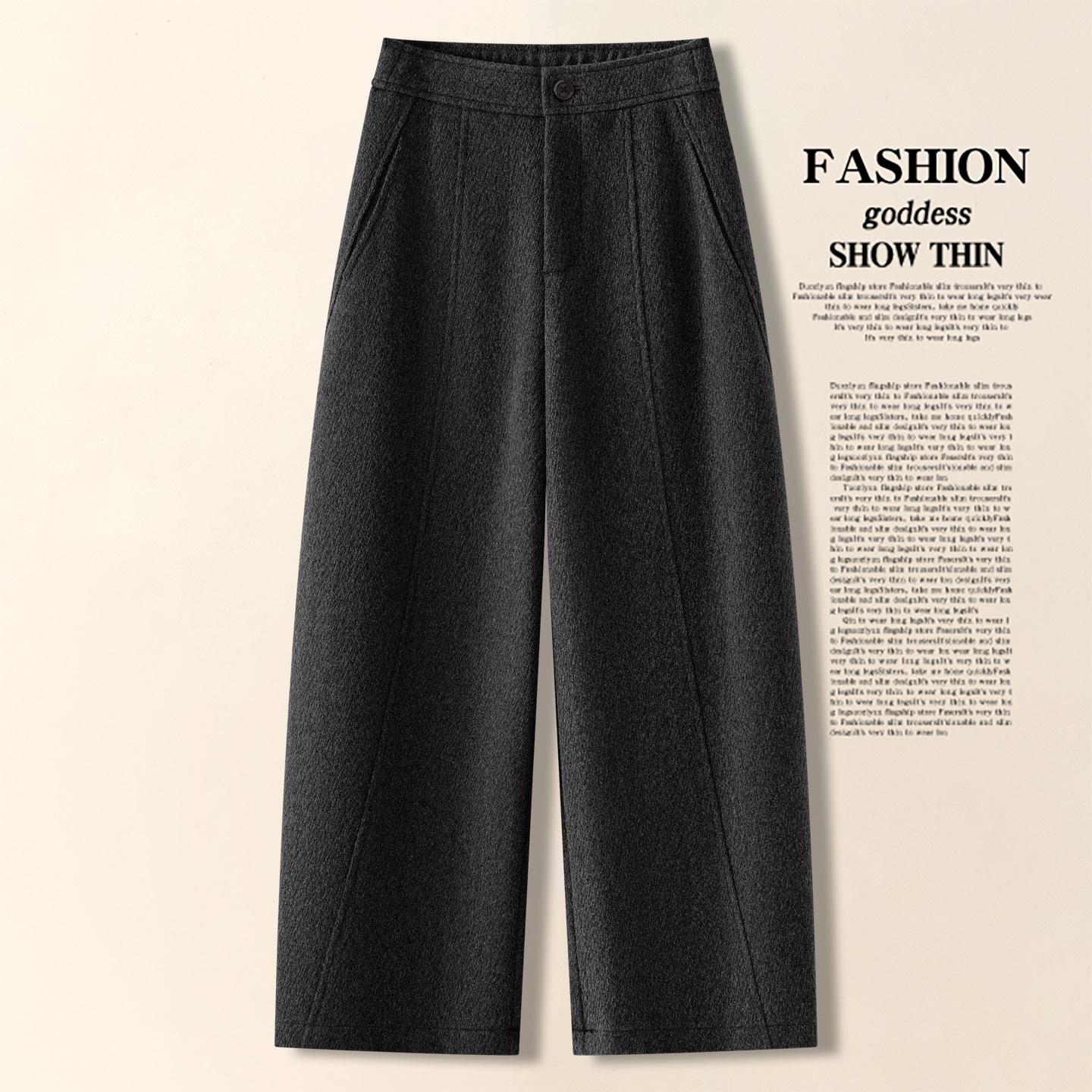 

Petite Wool Blend Wide-Leg Cropped Pants for Women - 2025 Autumn/Winter Collection: Fashionable, Slimming, Casual Style. S серый/чёрный