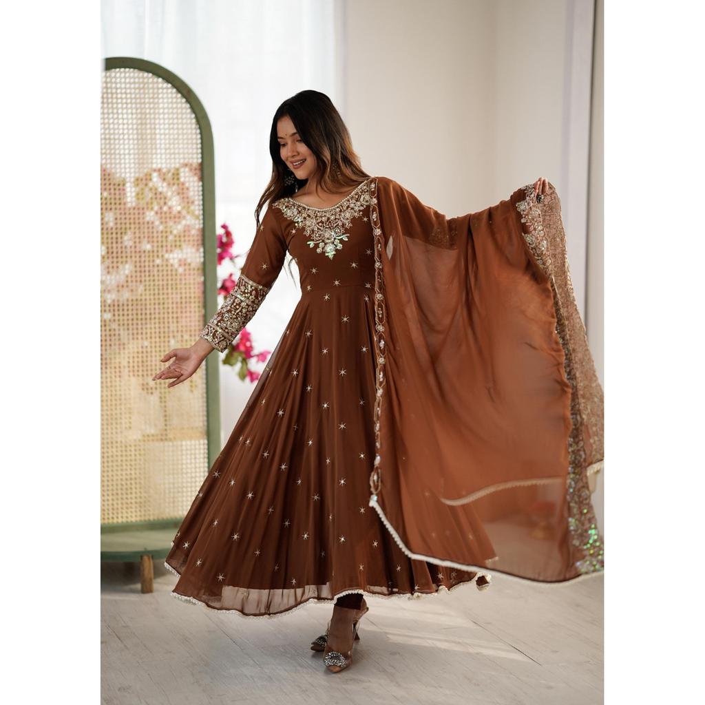 Beautiful Wedding Wear Anarkali Gown Dress Indian Bollywood Desigenr Long Suit