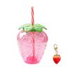 Summer Cute Strawberry Straw Water Bottle Cartoon Food Grade PP Milk Coffee Straw Cup for Home Drinkware