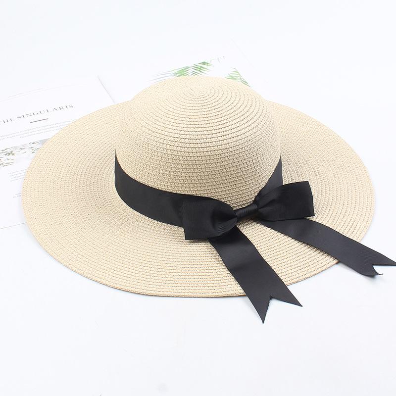 USPOP Women Straw Hats Sun Hats  Female Wide Brim Beach Hat Bow Summer Hat Anti Uv Straw Sun Hats