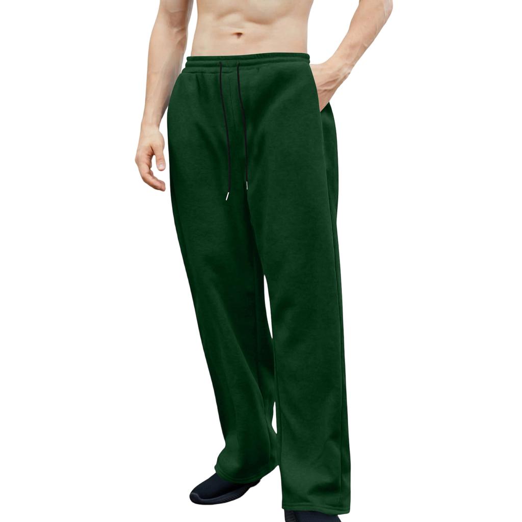 Pánské tepláky s elastickým pasem, rovný a široký střih, volný střih, s kapsami v pase.