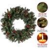 18 Inch Christmas Wreath Artificial Garland With Hook Pine Cone Berry Outdoor Christmas Wreath With Lights For Home Decoration