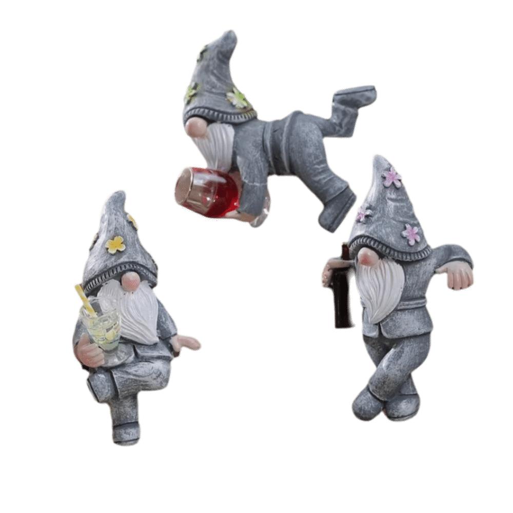 3-delat Set Påsk Trädgårdstomte Liten dvärg Älva Hartsfigur Trädgårdsstaty Heminredning