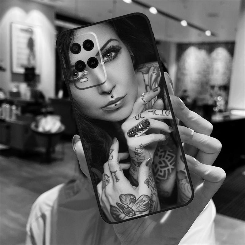 Sexy Sleeve Tattoo Girl Case For Oppo A94 A74 A54 A18 A38 A58 A78 A98 A40 A60 A80 A16 A76 A96 A15 A17 A77 A57S Cover