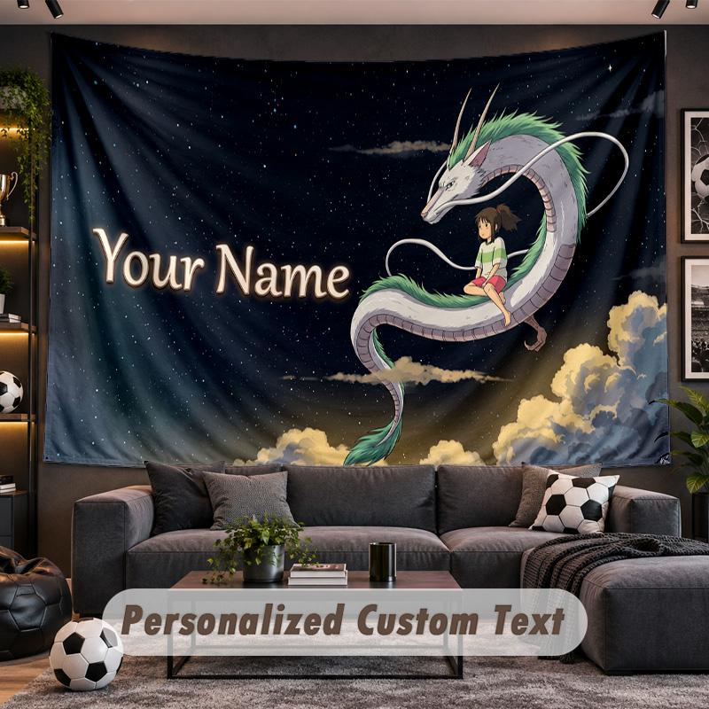 Spirited Away Personalized Tapestry Support Custom Name, Wall Art Home Decoration