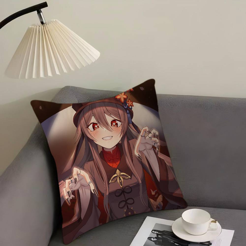 

Аниме Ху Тао Наволочка Подушка Обивка Диван Подушка для броска Домашний декор Наволочка 12x12Inch