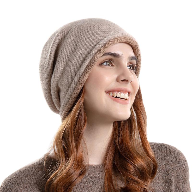 Autumn and winter knitted stacking hat warm ear protector pullover hat children cold hat European and American big head circumference confinement hat