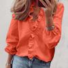 Elegant Women's Fashion Long Sleeve Solid Color Comfort Ruffle Blouse Shirt