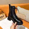 New Chelsea Short Boots Women's British Short Single Boots Round Martin Boots Heightened Thick-soled Cigarette Boots