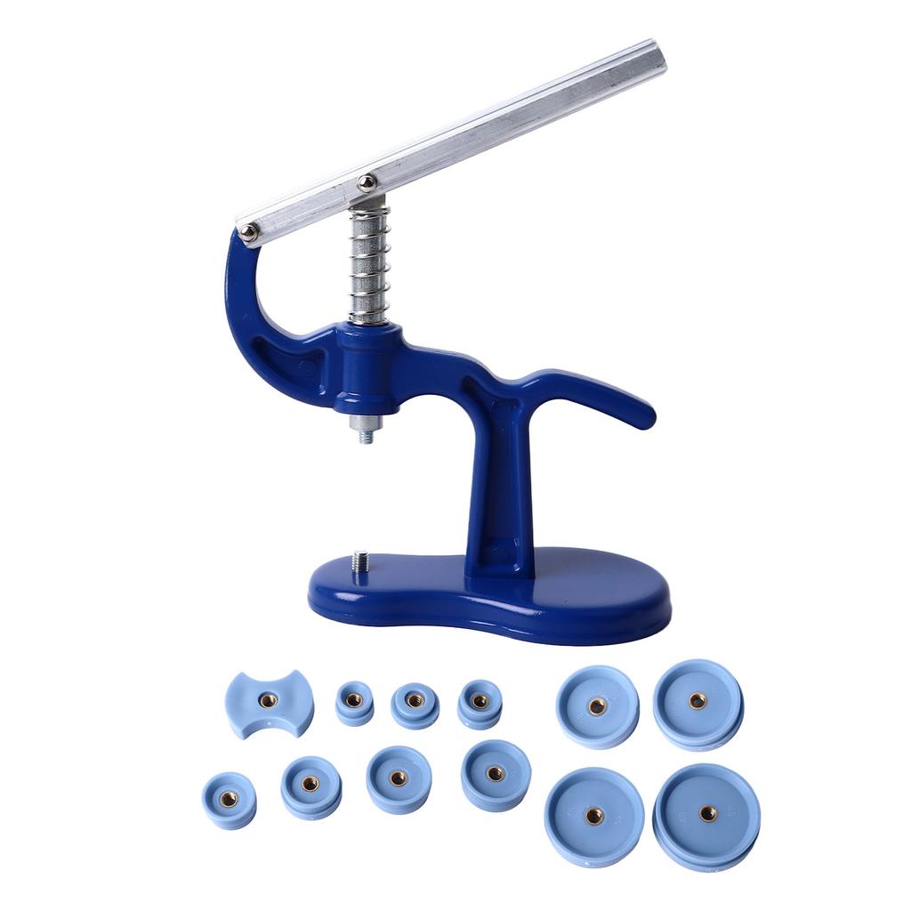 Uhrengehäuse-Drückwerkzeug-Set 12 Stempel Uhrengehäuse-Deckel-Pressmaschine für Batteriewechsel Blau