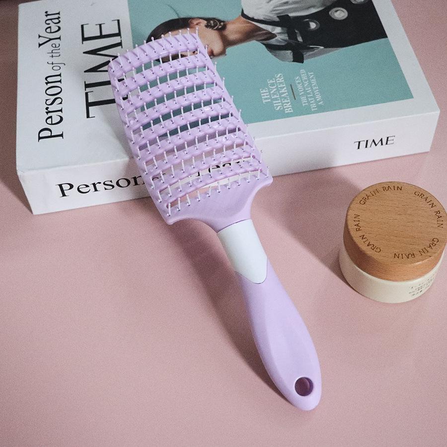 New Women's Plastic Rib Comb for Fluffy Styling & Scalp Massage - Large Curved Design for Long Hair