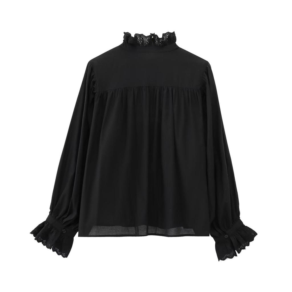 Women's 2025 Spring/Summer European & American Fashion Breathable Embroidered Single-Breasted Top Shirt