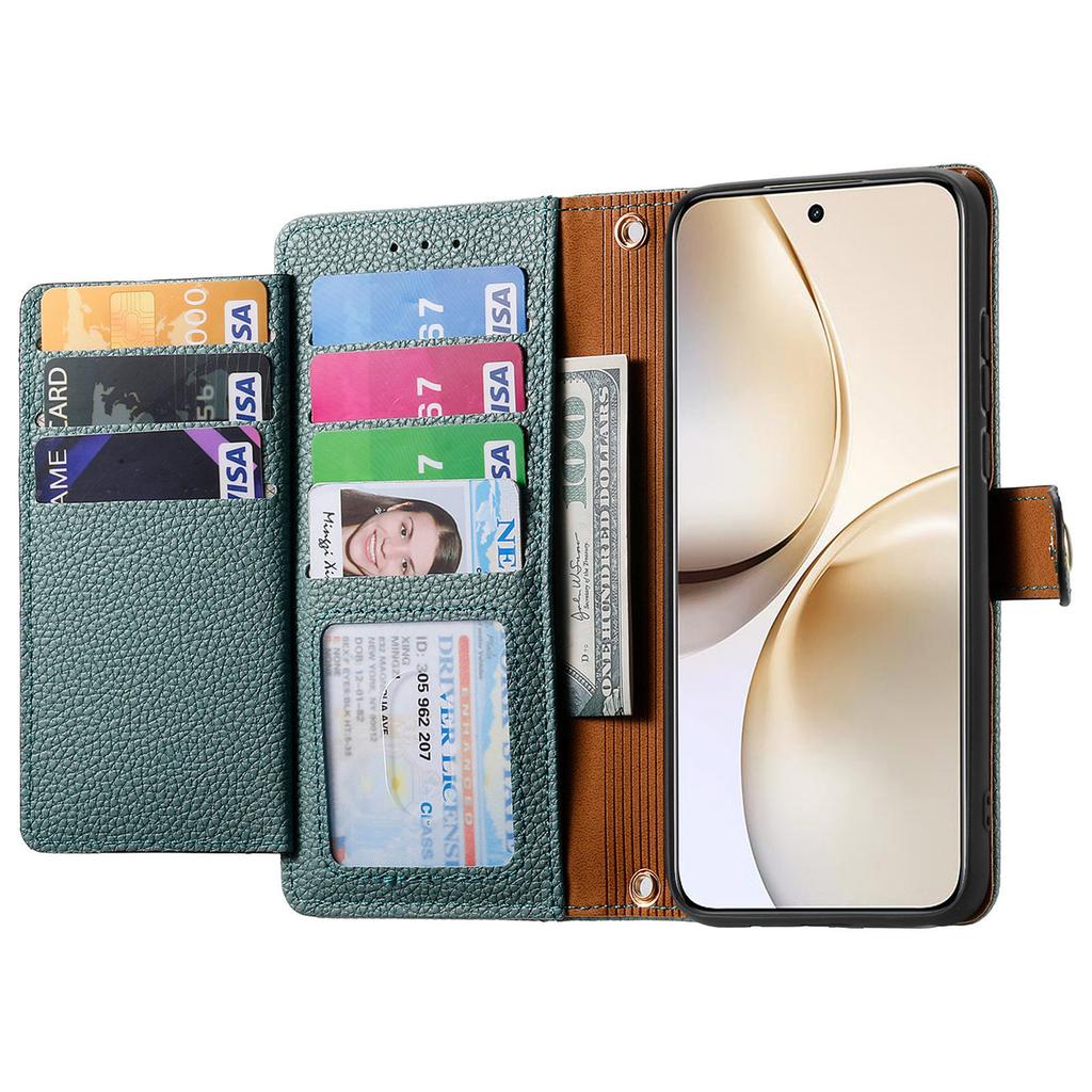 For Realme 14 Pro+ 5G Case RFID Blocking Zipper Pocket Leather Wallet Phone Cover with Strap