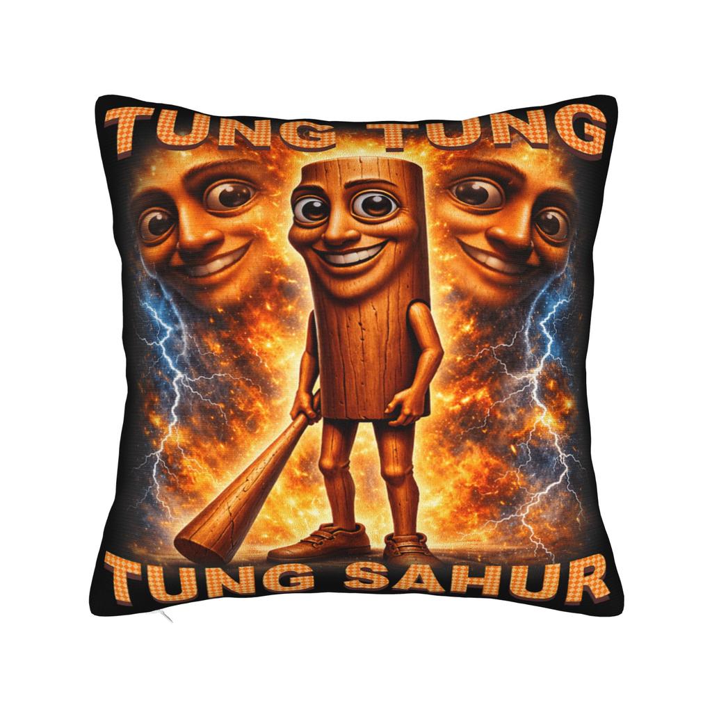 Pillow Case Tung Tung Tung Sahur Starry Night Print  Pillow Cover For Office Car Home Decor Retro Trendy Pillowcases