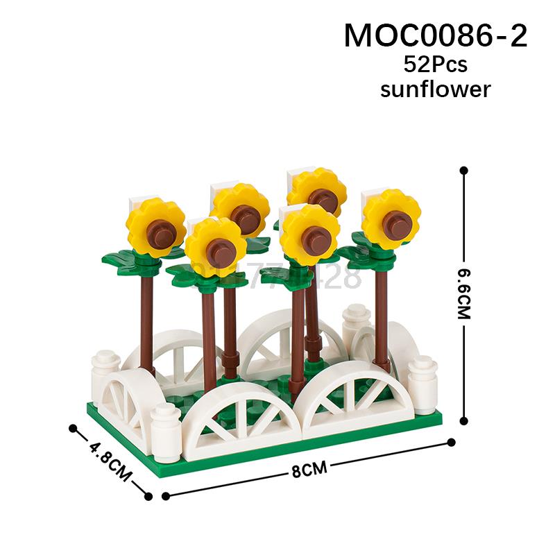 MOOXI Stadtfarm MOC Teile Figuren Bausteine Set Pflanze Baum Blatt Blume Gras Garten Modell Freunde Steine Spielzeug für Kinder