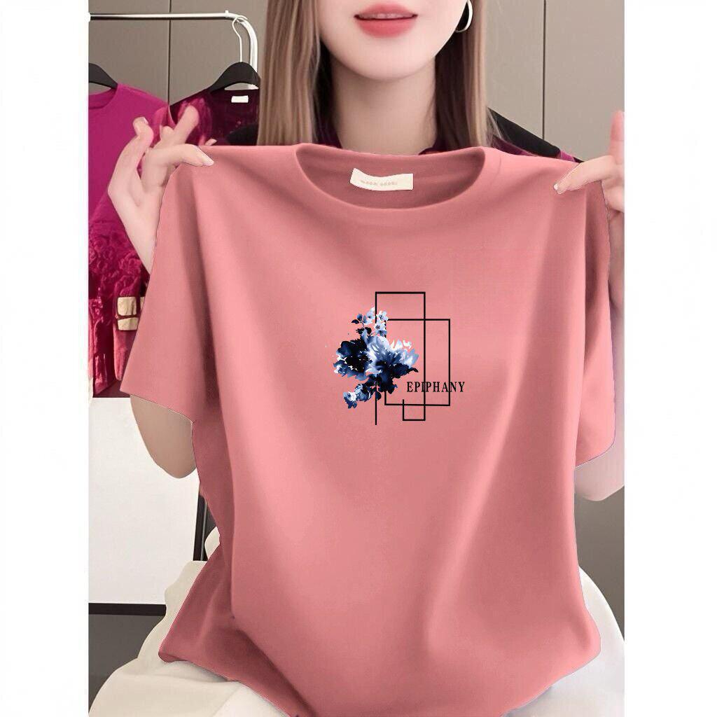 Women's High-End Printed Short-Sleeve T-Shirt - Loose Fit, Slimming, Age-Reducing, Fashionable Casual Top