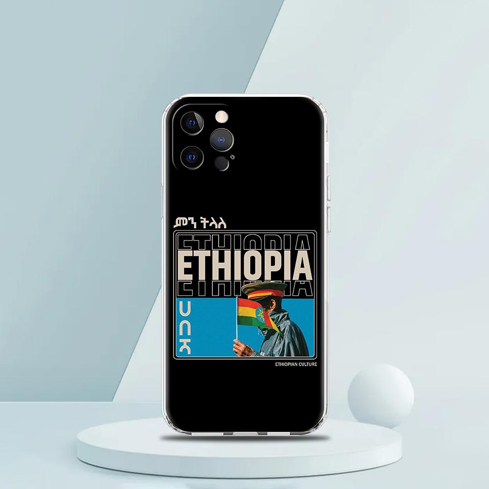 Ethiopia Flag Phone Case For iPhone 15 14 13 12 Mini 11 Pro Max XS X XR 7 8 Plus Clear Shockproof Silicone TPU Cover