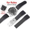 20mm Silikon-Uhrenarmband für Rolex für Oyster-Armband für Daytona Submariner GMT TPU-Gummiarmband Schwarz für Wasserkönig-Band