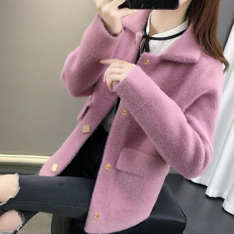 Women's Jacket Faux Mink Loose Sweater Knitted Cardigan