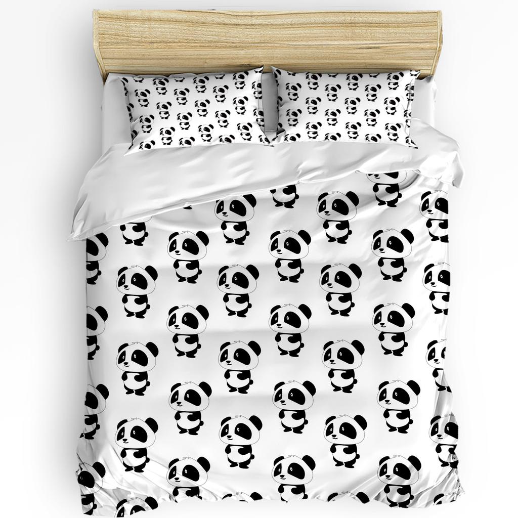 Cartoon Kawaii Panda Duvet Cover Bed Bedding Set Home Textile Quilt Cover Pillowcases Bedroom Double Bedding Set No Sheet