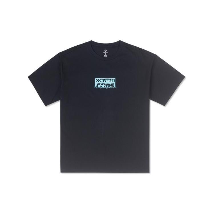 Converse T Shirts Men s Black Crew Neck Moderate Straight Fit 10027156-A01 2XL