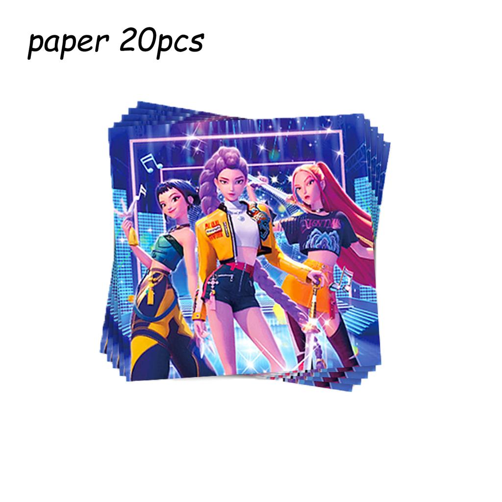 K Pop Demon Hunters Theme Birthday Party Decorations Tableware  Balloon Cup Plate Banner Backdrop for Girls Baby Shower Supplies